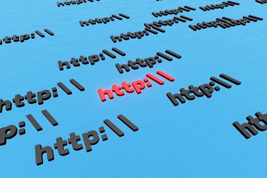 Http symbol sign on blue background 3d render. Hypertext transfer protocol secure web 3