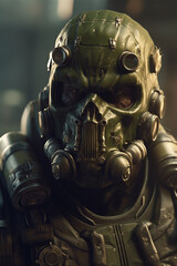 Fototapeta premium A futuristic Special Forces , futuristic warrior, Gas mask, AI Generative