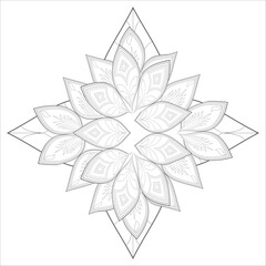 Mandala art for Coloring Books. Hand drawn flowers in zentangle style for t-shirt design or tattoo and coloring book