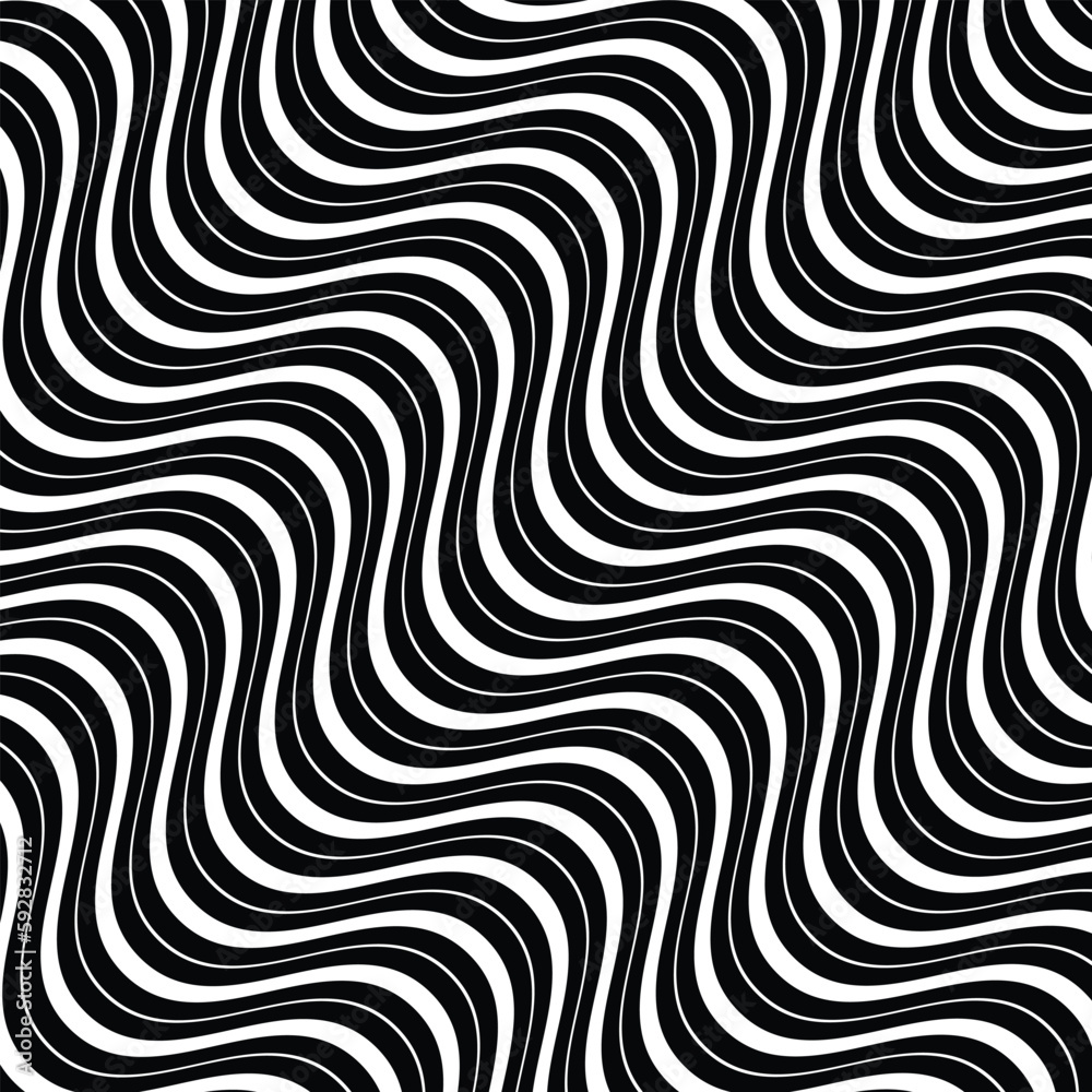 Poster beautiful black and white diagonal wave line pattern design.
