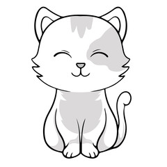 Coloring page outline of cartoon Colorful printable Cute cat unicorn or anime cat coloring pages for children kids and adults. vector illustration, summer coloring book for kids.