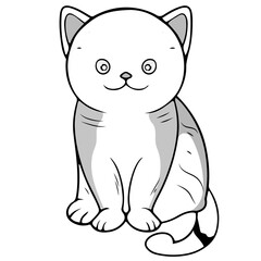 Coloring page outline of cartoon Colorful printable Cute cat unicorn or anime cat coloring pages for children kids and adults. vector illustration, summer coloring book for kids.