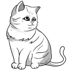 Coloring page outline of cartoon Colorful printable Cute cat unicorn or anime cat coloring pages for children kids and adults. vector illustration, summer coloring book for kids.