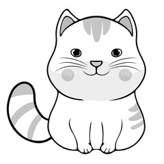 Coloring page outline of cartoon Colorful printable Cute cat unicorn or anime cat coloring pages for children kids and adults. vector illustration, summer coloring book for kids.