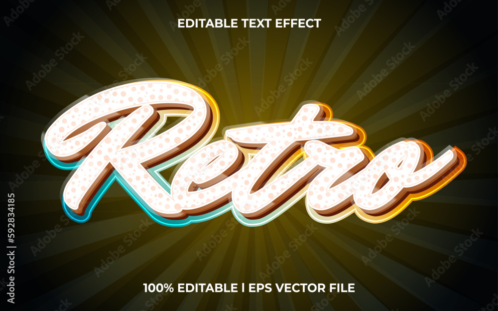 Poster retro 3d text effect and editable text, template 3d style use for game tittle