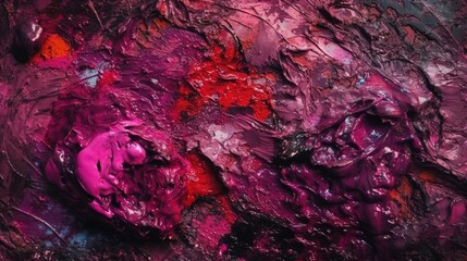 Black raspberry red rough painted surface. Toned old wall. Viva magenta color. 