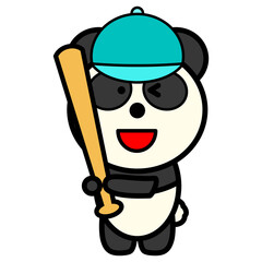 野球バットを持つパンダ　イラスト
