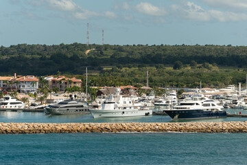 yacht harbour in the sea. yacht harbour view. summer vacation on yacht harbour.