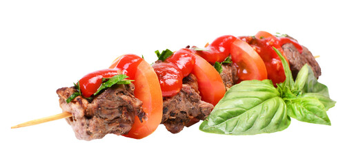Lamb grilled kebab meat and vegetables