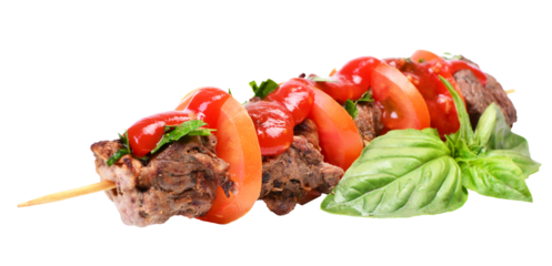 Lamb grilled kebab meat and vegetables