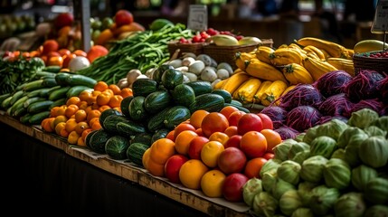 Stunning and Vibrant Illustration of Farmers Market created by Generative AI