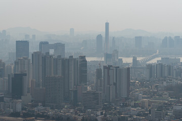 Fototapeta na wymiar Seoul cityscape scenery background 