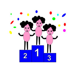 Pink girls in podium isolates white background 