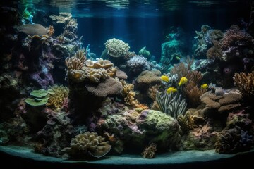Fototapeta na wymiar coral reef at aquarium made with generative ai