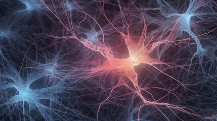 神経細胞。抽象的なイラスト。ファンタジーな宇宙脳GenerativeAI