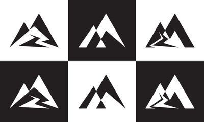 mountain set logo design modern simple symbol icon vector