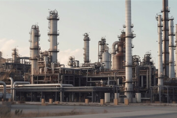Oil refinery or chemical plant, industrial style. Generated by AI