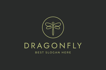 Dragonfly logo design. line shape for beauty fashion concept