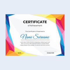 Rainbow color certificate of achievement suitable for awards in corporate, personal business, and community