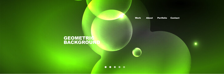 Shiny neon circles and bubbles, dark abstract background with blurred magic neon light, wallpaper design
