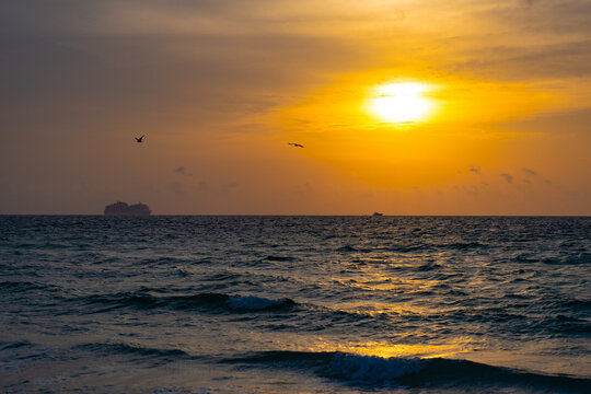 amazing seascape horizon at sunrise sky. photo of seascape horizon at sunrise.