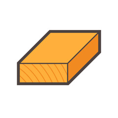 Rectangular wood, girder or lumber vector icon. Natural material by cutting, processing in sawmill industry for made frame, beam, column or structure in house construction, furniture or woodworking.