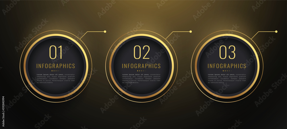 Sticker three step infographic workflow chart banner for your data