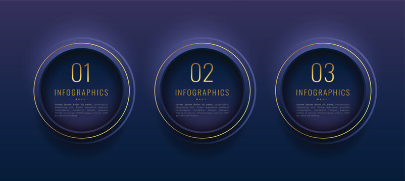 present your business data in style with 3 step golden infographic template