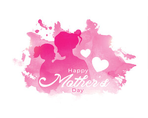 watercolor style mothers day event background with cute love heart
