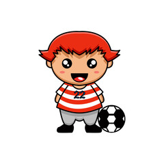 cute vector illustration of a boy with a soccer ball