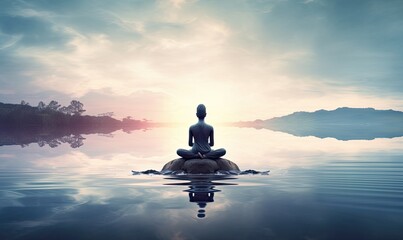 Naklejka na ściany i meble Transcendental meditation is a popular choice for people seeking mindfulness Creating using generative AI tools