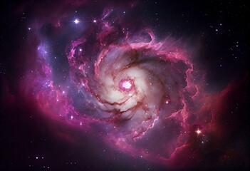 Pink and purple galaxy nebula and stars. Generative AI