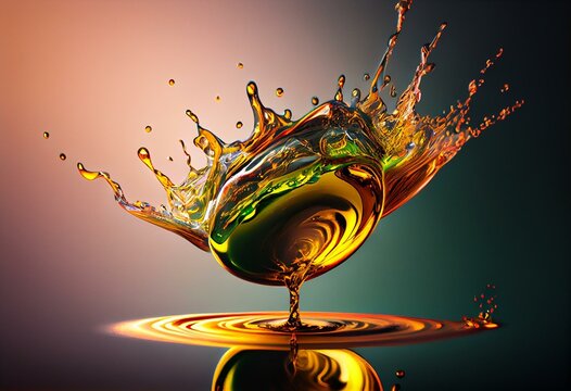 Oil In Water Drop Explotion Image Created With Generative AI Technology