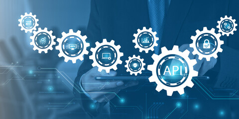 API - Application Programming Interface. Software development tool. Business, internet and...