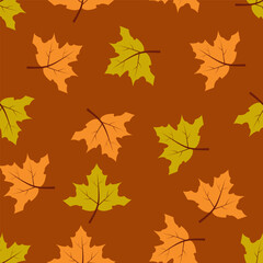 Naklejka na ściany i meble autumn leaves seamless pattern