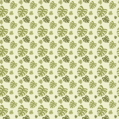 Vintage abstract set with green pattern with tropical leaves for wallpaper design. Geometric texture. Modern abstract design. Seamless floral background. Seamless tropical pattern.