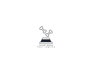 Naklejka premium Dog bowl logo design template icon french bulldog symbol dog food bone. A bowl of bones for a dog, animal feed in a bowl for your web and mobile app design, Dog food logo concept vector illustration.s