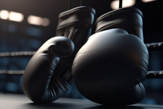 Boxing gloves on a dark background. 3d rendering. Toned image.