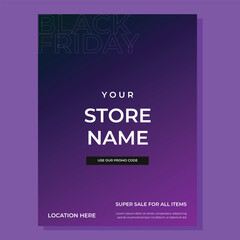 Black Friday Sale set of posters or flyers design. Vector illustration. Place for text.