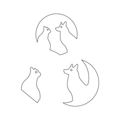 Pet cat and dog animal line art design