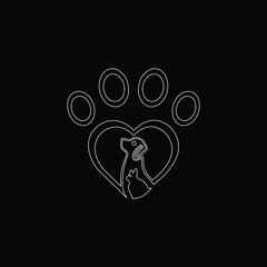 Paw line art cat and dog animal logo deign