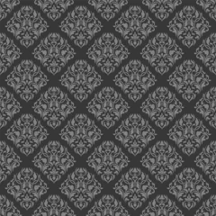 Fototapete Seamless vector gray background ornate decorative leaves in art deco style. © RP