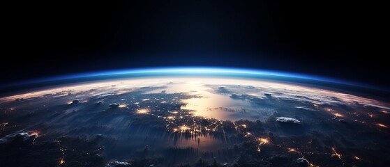Sunrise over earth, sunrise in space. Generative AI - obrazy, fototapety, plakaty