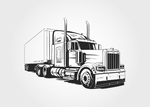 Semi Truck. Vector Lorry. Freight transportation. Modern flat vector illustration. American truck. Semi Truck. Semi Truck. Semi Truck.