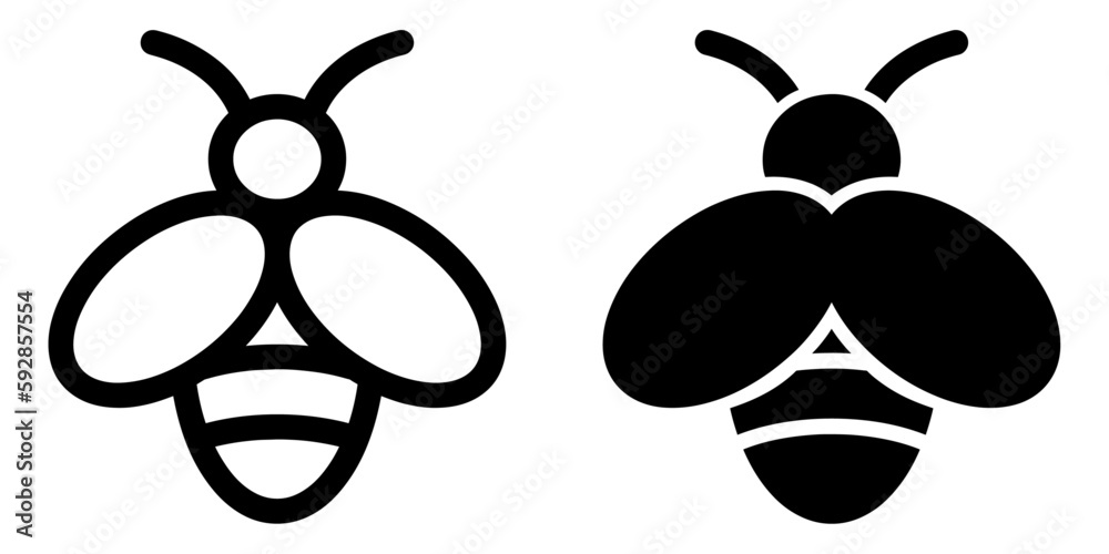 Poster ofvs354 OutlineFilledVectorSign ofvs - bee vector icon . honey bee sign . isolated transparent . black outline and filled version . AI 10 / EPS 10 / PNG . g11694