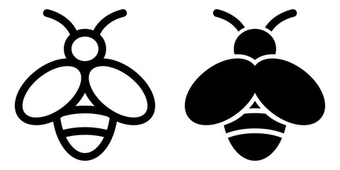 ofvs354 OutlineFilledVectorSign ofvs - bee vector icon . honey bee sign . isolated transparent . black outline and filled version . AI 10 / EPS 10 / PNG . g11694