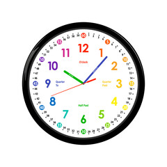 Telling Time Teaching Clock, Learning Clock for Kids, Educational Wall Clock, Kids Room Wall Clock for primary school students.