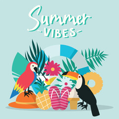 Hello Summer Vibes Vector Illustration 