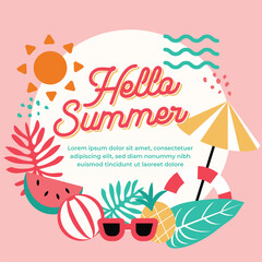 Hello Summer Vibes Vector Illustration 