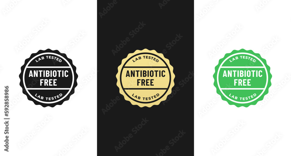 Wall mural Antibiotic Free Label or Antibiotic Free Stamp Vector Isolated in Flat Style. The best Antibiotic Free Label for product packaging design element. Antibiotic Free Stamp for Product Packaging.